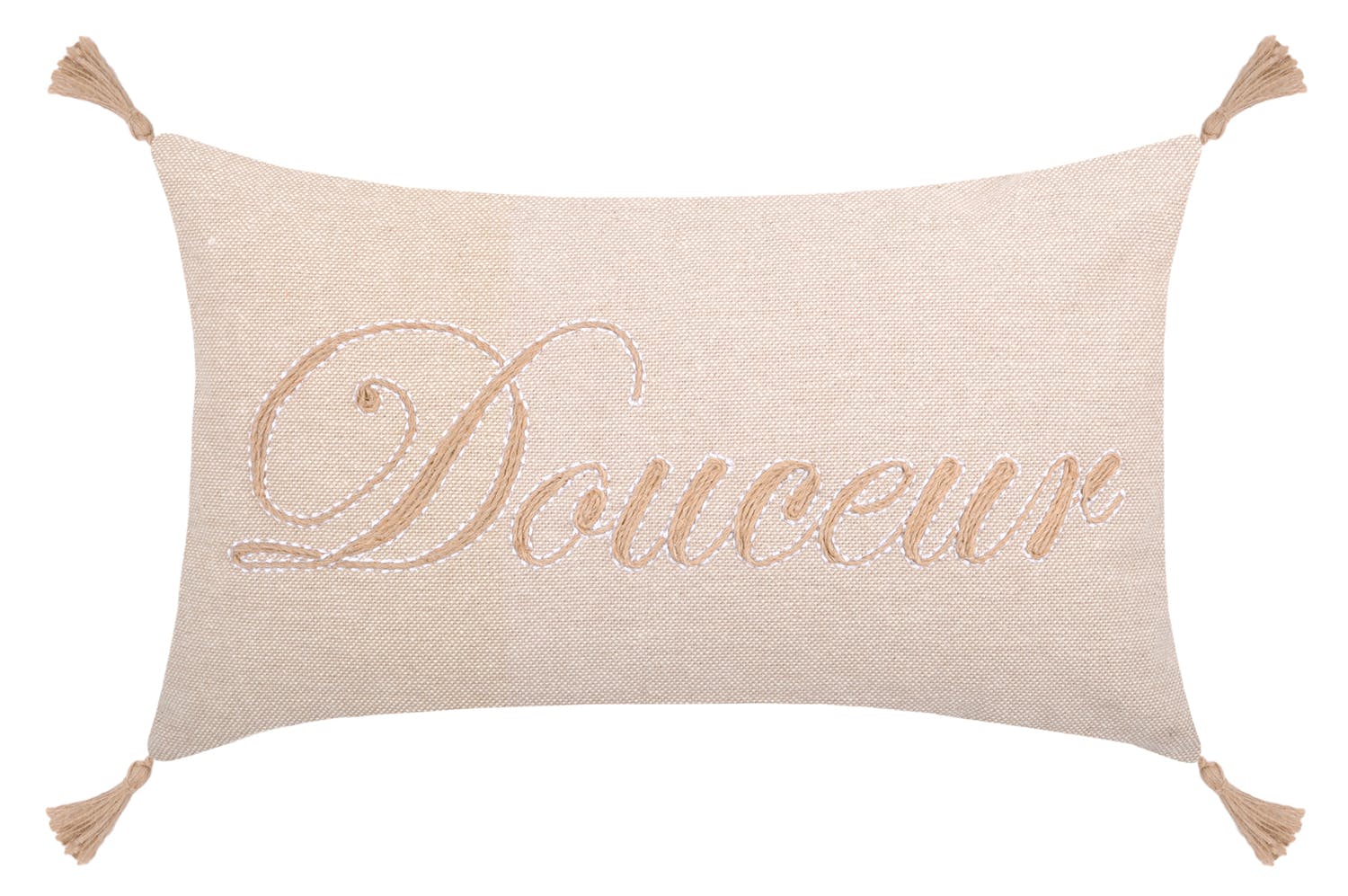 douceur dint/érieur coussin dehoussable pompons 30x50cm incaroca
